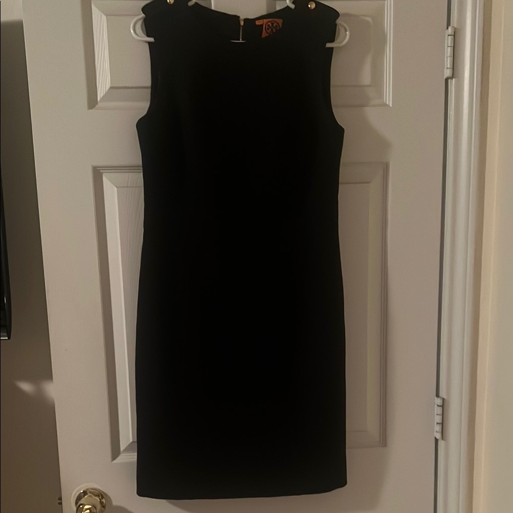 Tory Burch Black Sheath Mini Dress Crew Neck Sleeveless